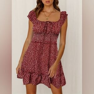 ☆Burgundy Polka Dot Mini Dress☆